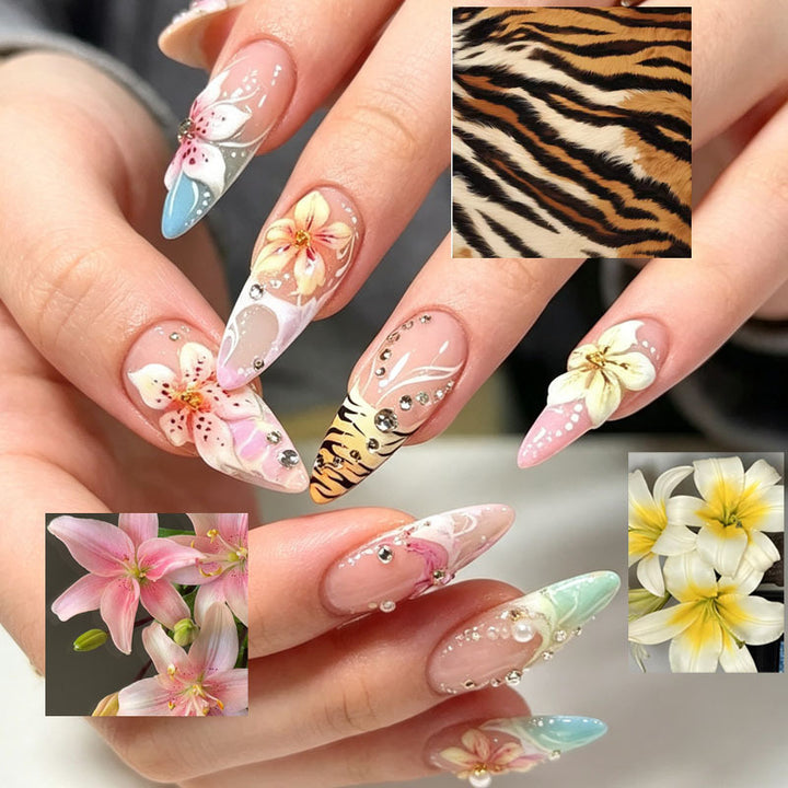 Tropisches Floral Press-On Nagelset Karnz