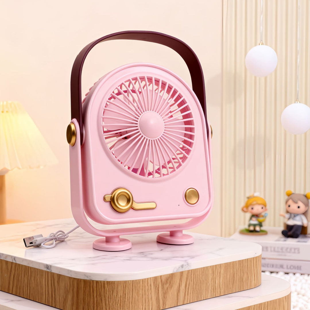Damen Tragbarer nostalgischer Handventilator mit USB-Anschluss Karnz