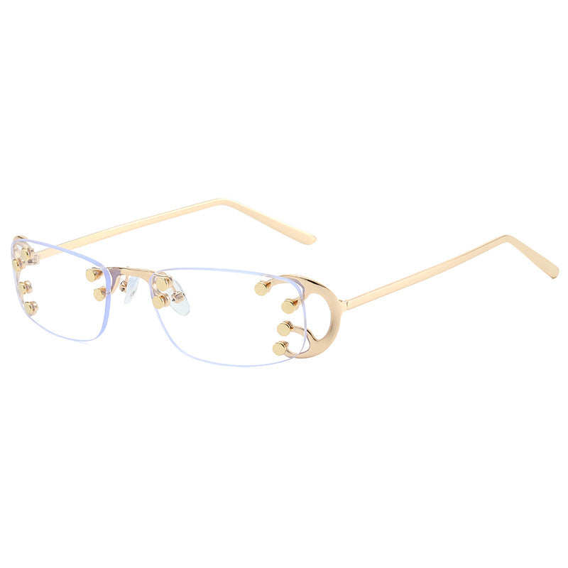 Damen modische rechteckige Sonnenbrille mit auffälligen goldenen Details Karnz