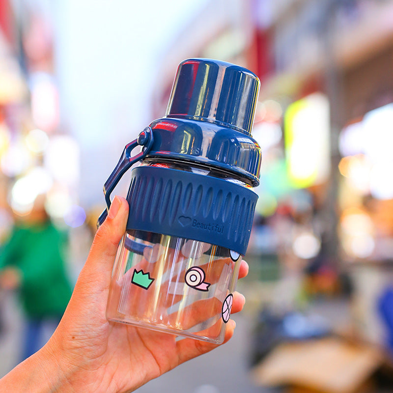Damen trendige Glas-Trinkflasche mit praktischem Silikon-Schutz Karnz