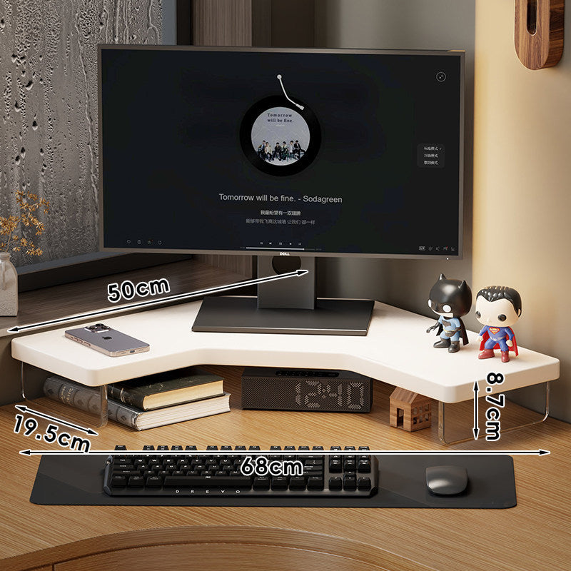 Eck-Desktop-Monitorständer mit integriertem Unterregal-Speicher und Kabelmanagement