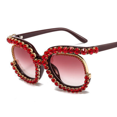 Damen Glamouröse Cat-Eye-Sonnenbrille mit funkelndem Kristallbesatz Karnz