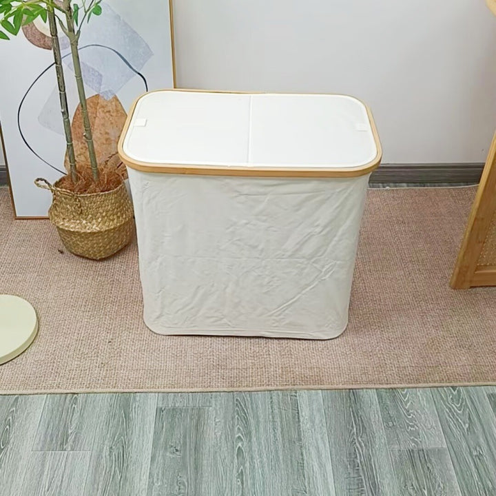 Eleganter Wäschekorb mit Bambusdeckel Karnz
