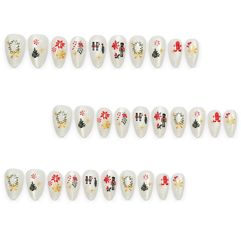 Elegante Kunstnägel mit Festlichen Weihnachtsmotiven Karnz
