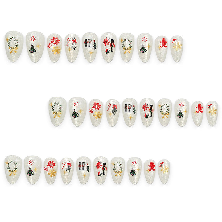Elegante Kunstnägel mit Festlichen Weihnachtsmotiven Karnz