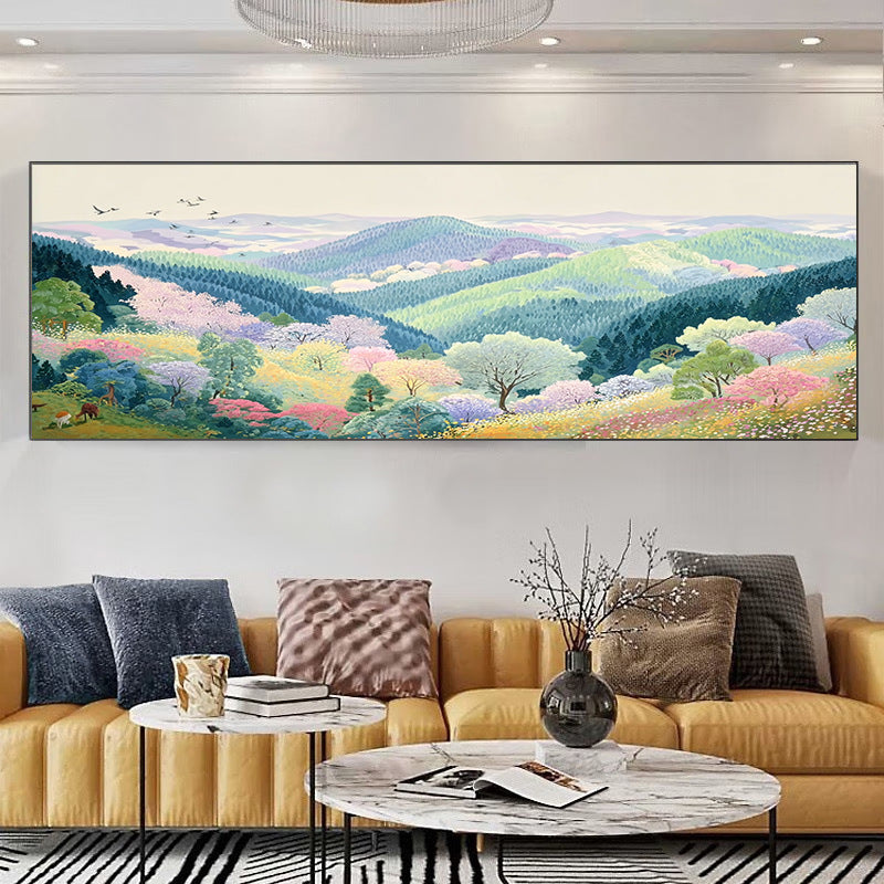 Landschaft mit Bergblick Leinwandkunstwerk
