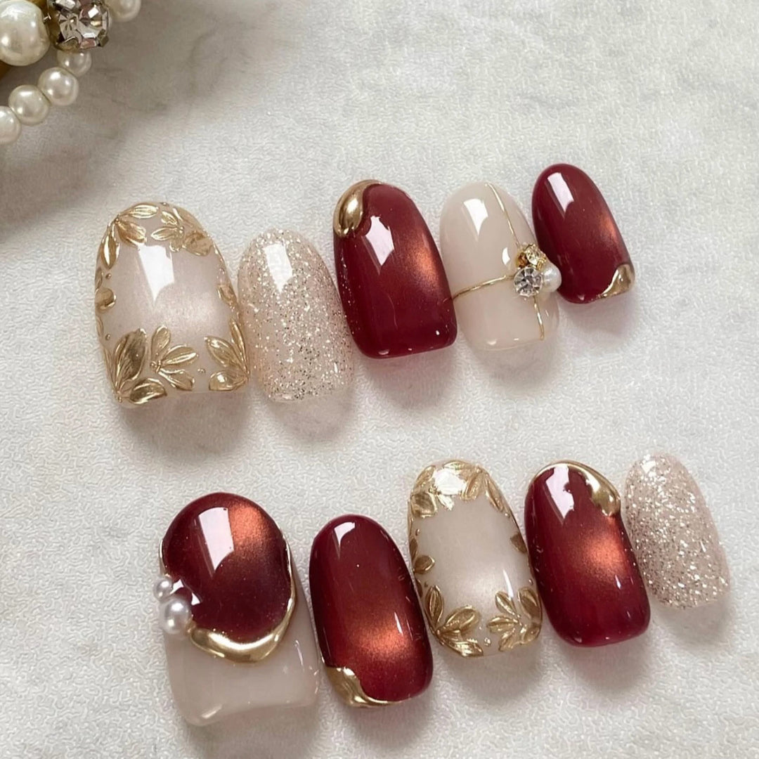 Luxuriöses Blumendesign Press-On Nagelset
