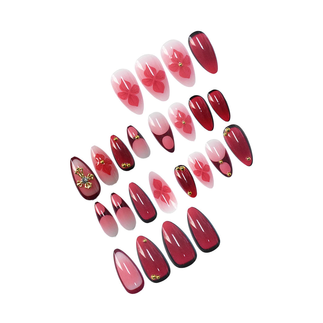 Premium Künstlerische Florale Stiletto Press-On Nägel Karnz