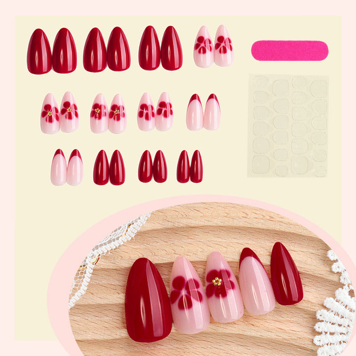 Künstlerisches Floral Press-On Nail Set Karnz 1788495052