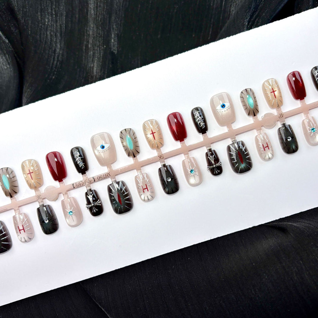 Elegante Polka Dot und Spitzen Press-On Nagel Set