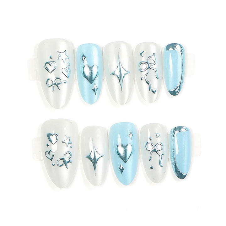 Glamouröse Metallic Press-On Nagelset Karnz