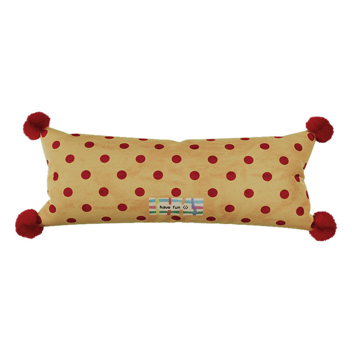 Decorative Polka Dot Lumbar Pillow with Corner Pom-Poms