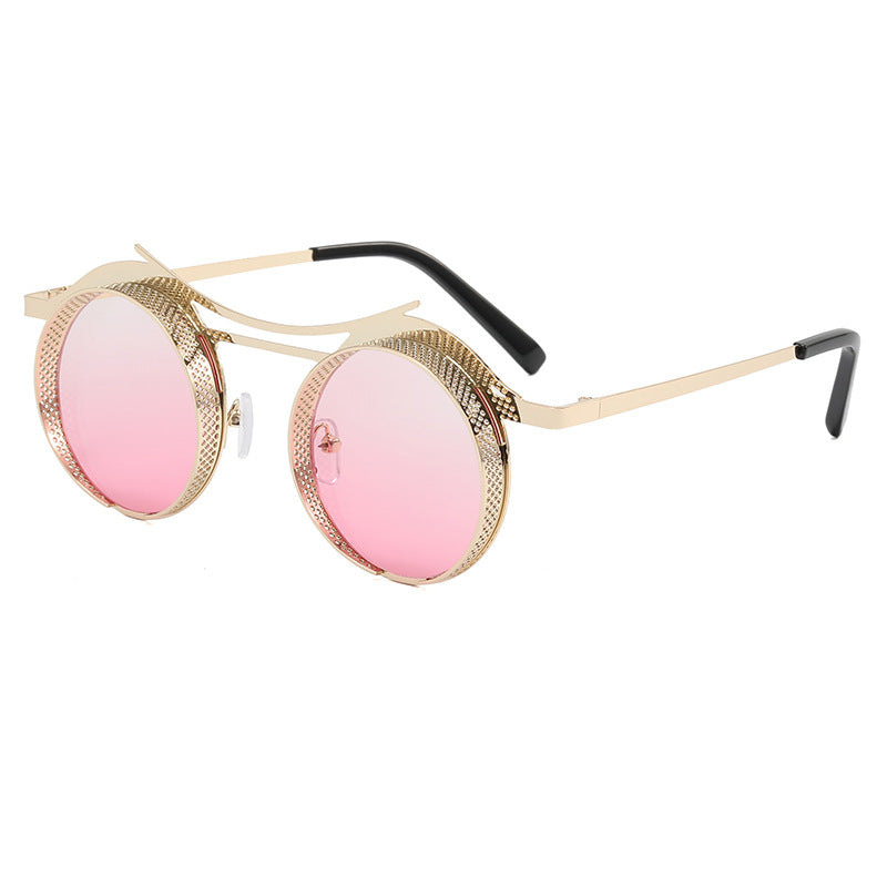 Damen modische runde Sonnenbrille mit extravagantem Design Karnz