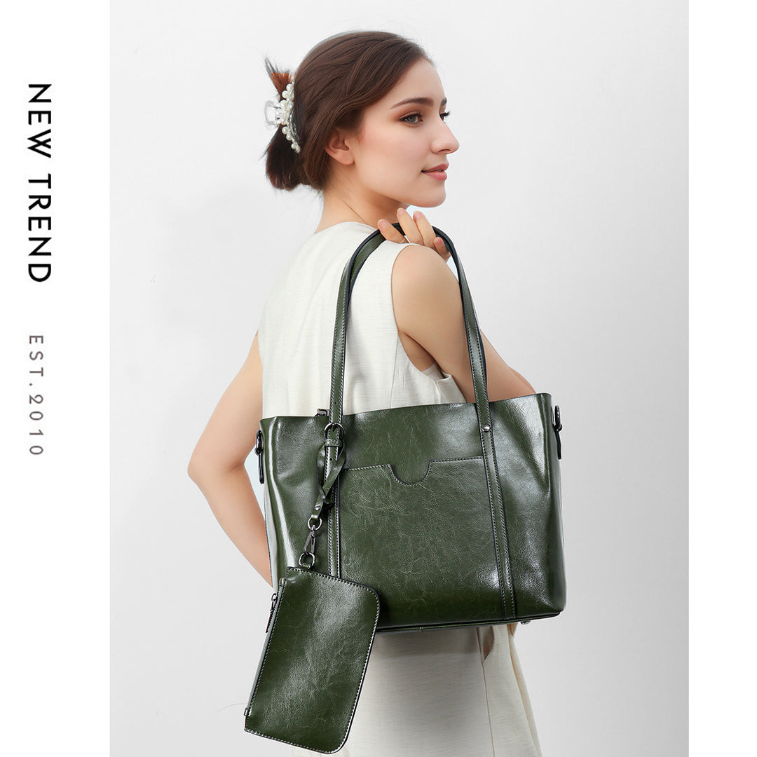 Strukturiert Leder-Optik Tote Bag mit abnehmbarem Beutel
