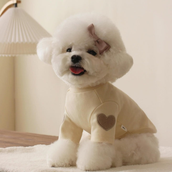 Pet Mock-Neck Rippstrickpullover mit Herz El Patches