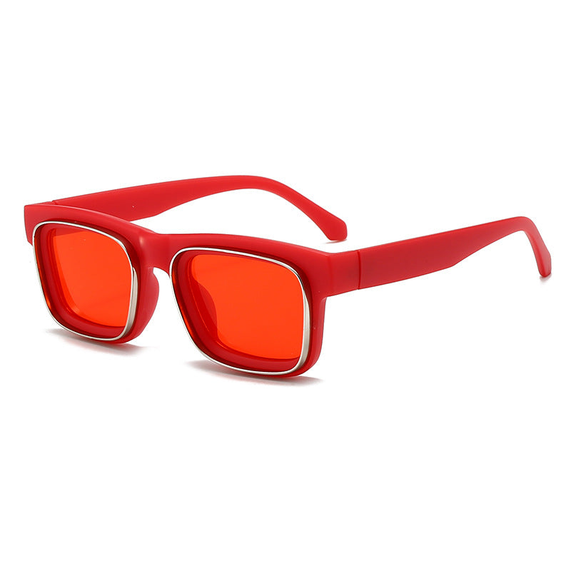 Damen modische quadratische Sonnenbrille mit kontrastierendem Rahmen Karnz