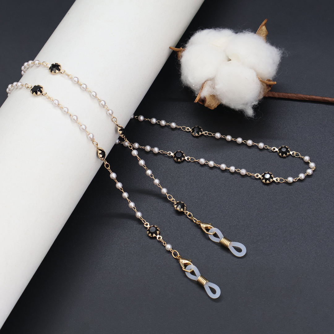 Elegante Perlen- und Kristall-Brillenband Karnz