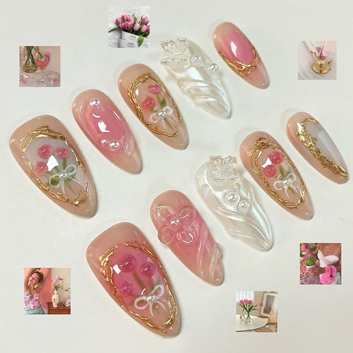 Kunstnagelset mit stilvollen Verzierungen und verspieltem Design Karnz