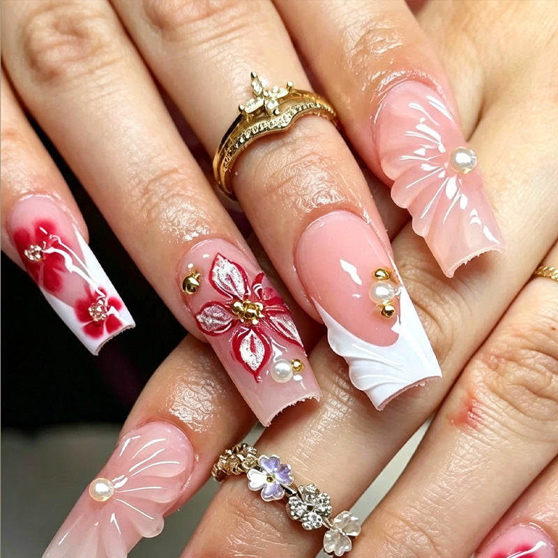 Blumenmuster Press-On Nagelspitzen Set Karnz