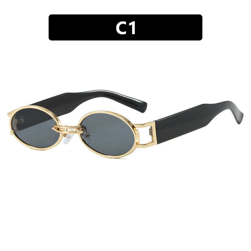 Damen ovalförmige Sonnenbrille mit goldenen Akzenten und stylischem Rahmen Karnz