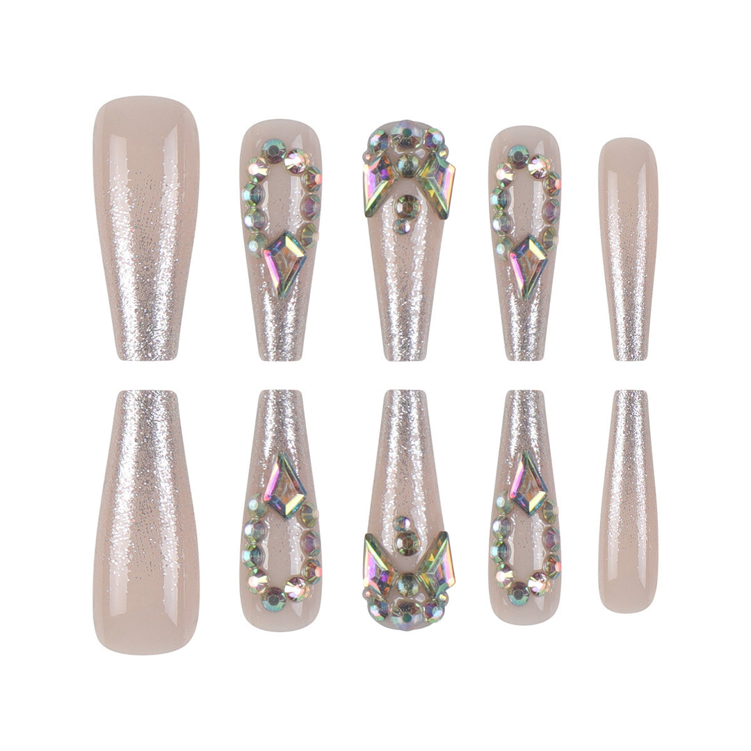 Rhinestone-verzierte Stiletto Press-On Nägel Karnz