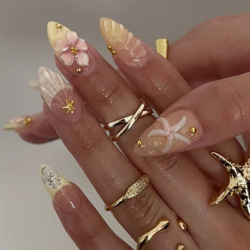 Dekoratives strandthemen Press-On Nagelset