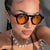 Damen modische runde Sonnenbrille mit transparentem Rahmen und UV-Schutz Karnz