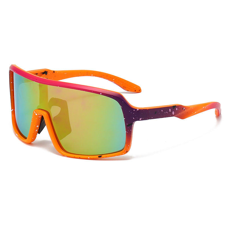 Damen modische Sonnenbrille im futuristischen Design mit großflächigen Gläsern Karnz