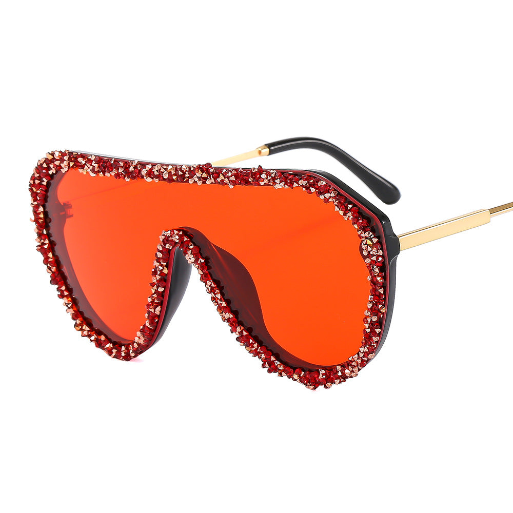 Damen extravagante Oversized-Sonnenbrille mit Glamour-Rahmen Karnz