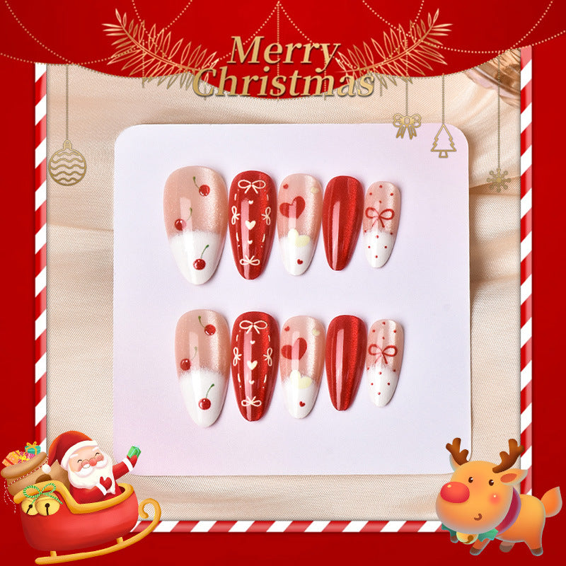 Dekorativer Cherry Love Press-On Nagelkunst Set