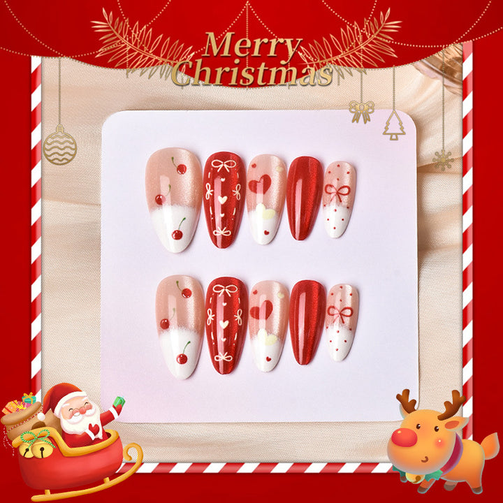 Dekorativer Cherry Love Press-On Nagelkunst Set