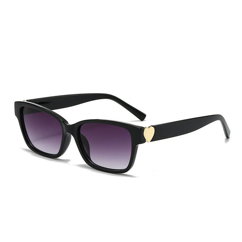 Damen modische quadratische Sonnenbrille mit Herz-Akzenten Karnz