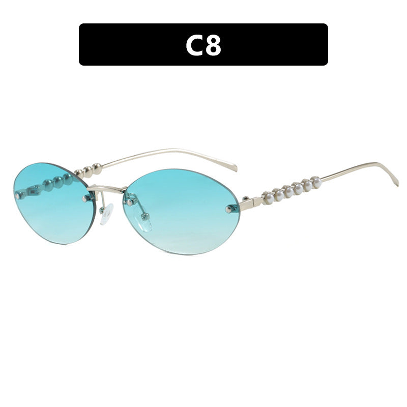 Damen stilvolle ovale Sonnenbrille mit eleganten Verzierungen Karnz