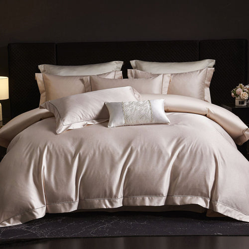 Satin-Feel Sateen Bettbezug Set mit Spitzen-Panel Lendenkissen
