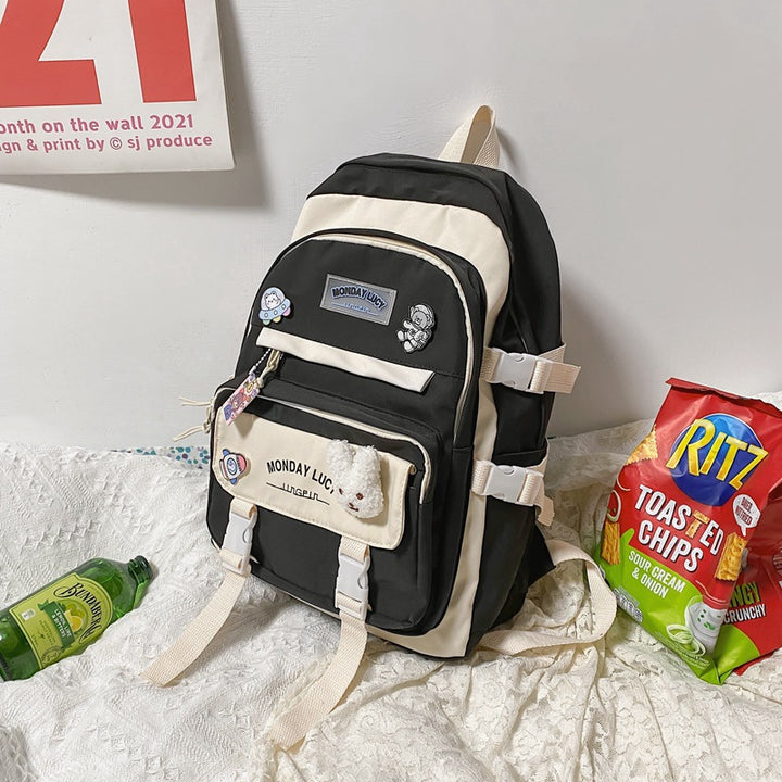 Verspielter Mehrfach-Taschen Charakter Rucksack Karnz