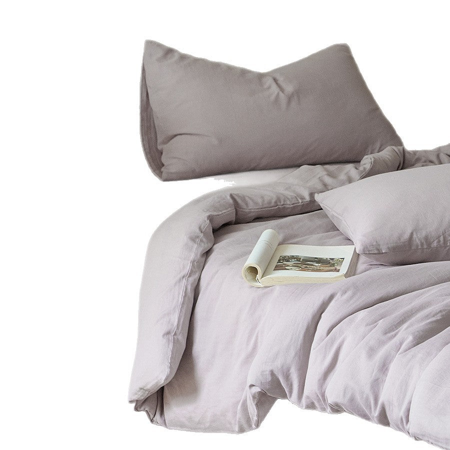 Steinwasch Baumwoll-Satin Bettbezug und Bettlaken Set mit Umschlag-Kissenbezügen