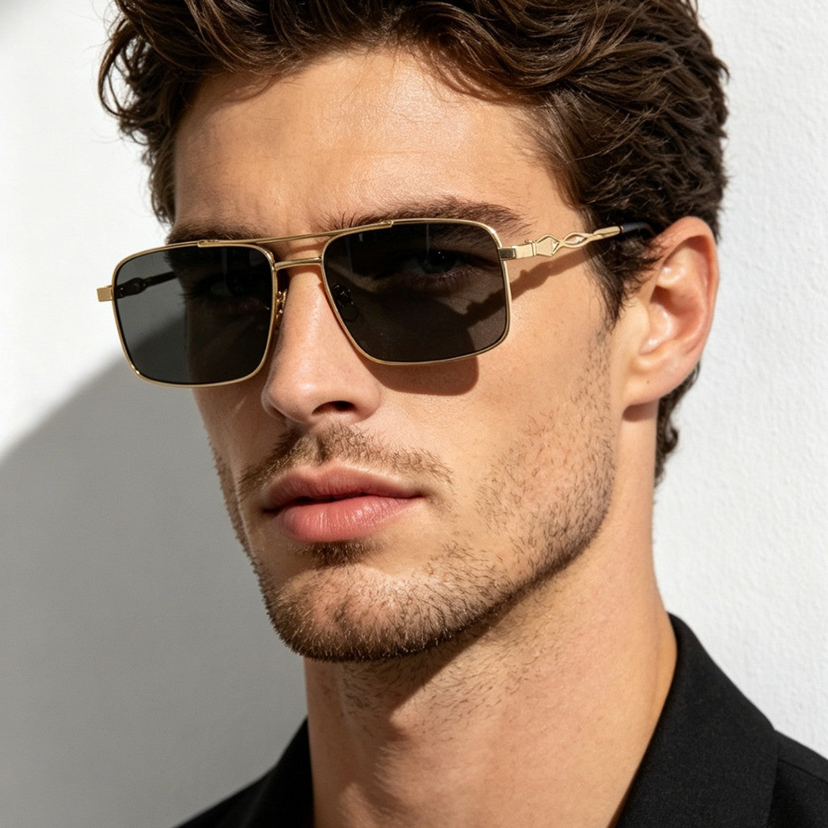 Damen Sonnenbrille mit trendigem rechteckigem Rahmen und gelben Gläsern Karnz