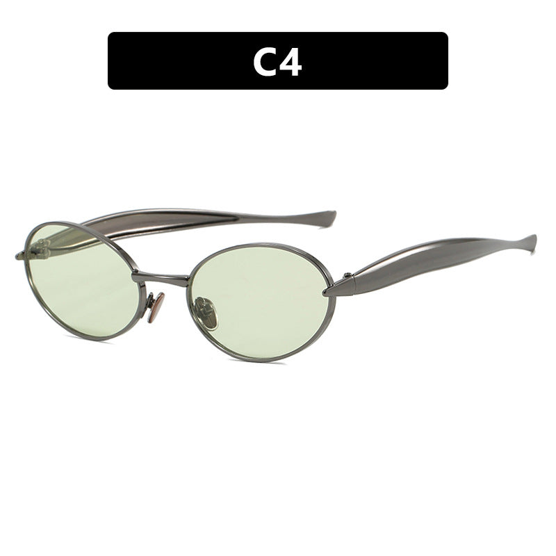 Damen modische Sonnenbrille mit ovalem Rahmen und funkelnden Details Karnz