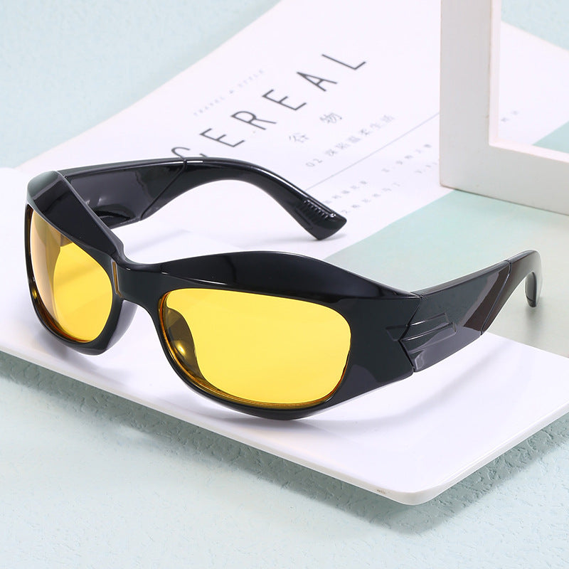 Damen Retro-Sonnenbrille im trendigen Schilddesign Karnz