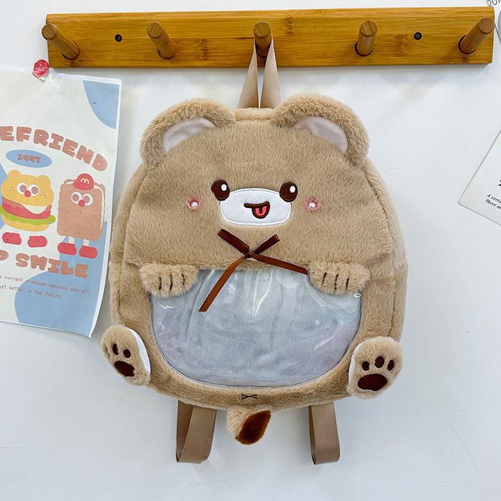 Plüsch-Kinderrucksack mit Tiermotiv und Praktischem Sichtfenster Karnz