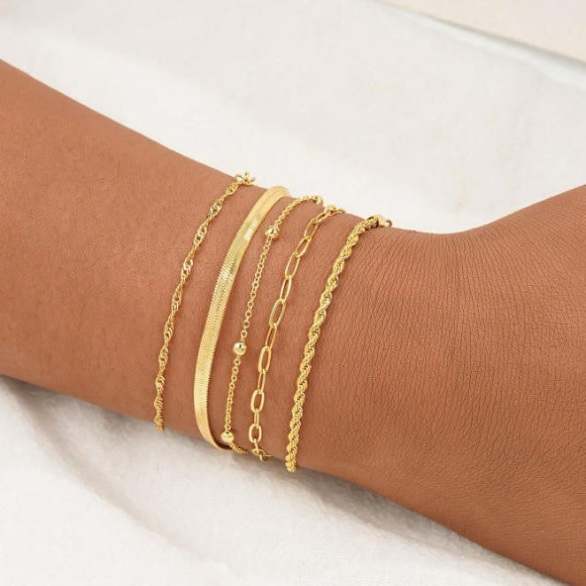 Gestuftes Silberkettchen Armband Set Karnz