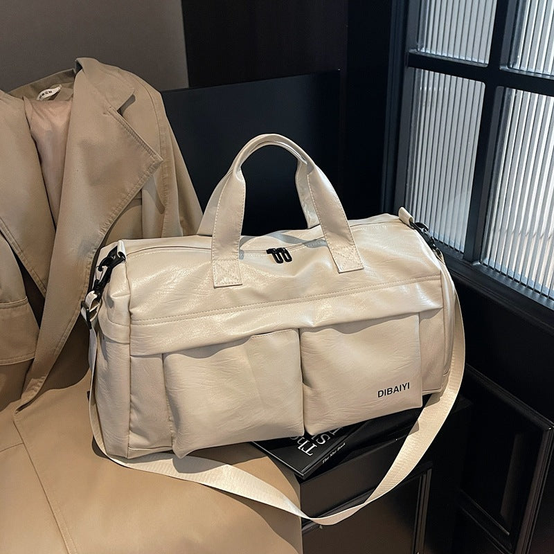 Stylische Leder Sport Duffel Tasche