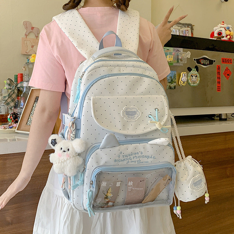 Polka Dots Design Rucksack mit mehreren Fächern Karnz