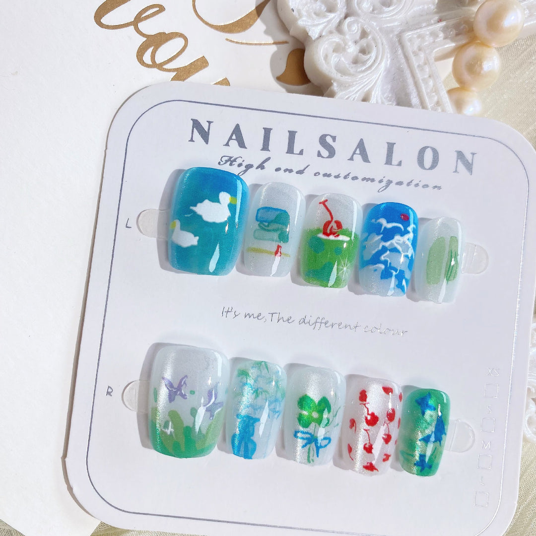 Künstlerisches Nagelkunst Press-On Design Set
