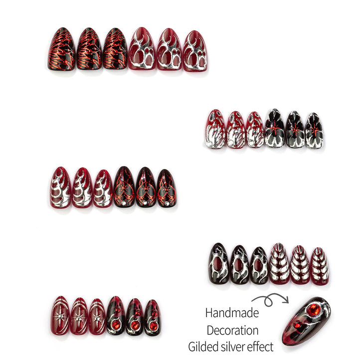 Gothic-inspiriertes dekoratives Press-On-Nagelkunst-Set