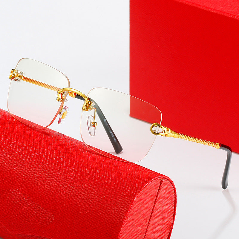 Damen quadratische Sonnenbrille mit luxuriösem, goldverziertem Rahmen und schützenden Gläsern Karnz