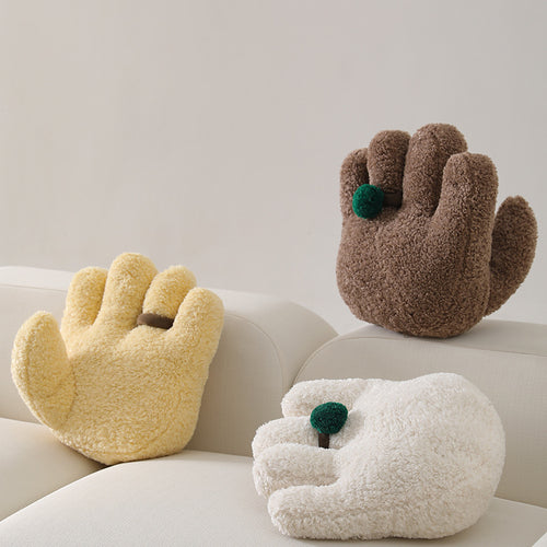 Plüsch-Dekokissen in Handform mit Pompon-Applikation Karnz