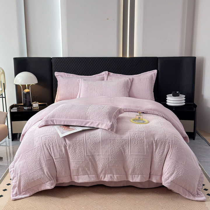 Gepatchtes Steppbett und Kissenbezug-Set