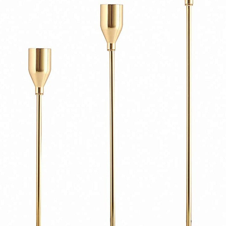 Modern Minimalist Taper Kerzenhalter Set mit polierter Metalloberfläche Karnz