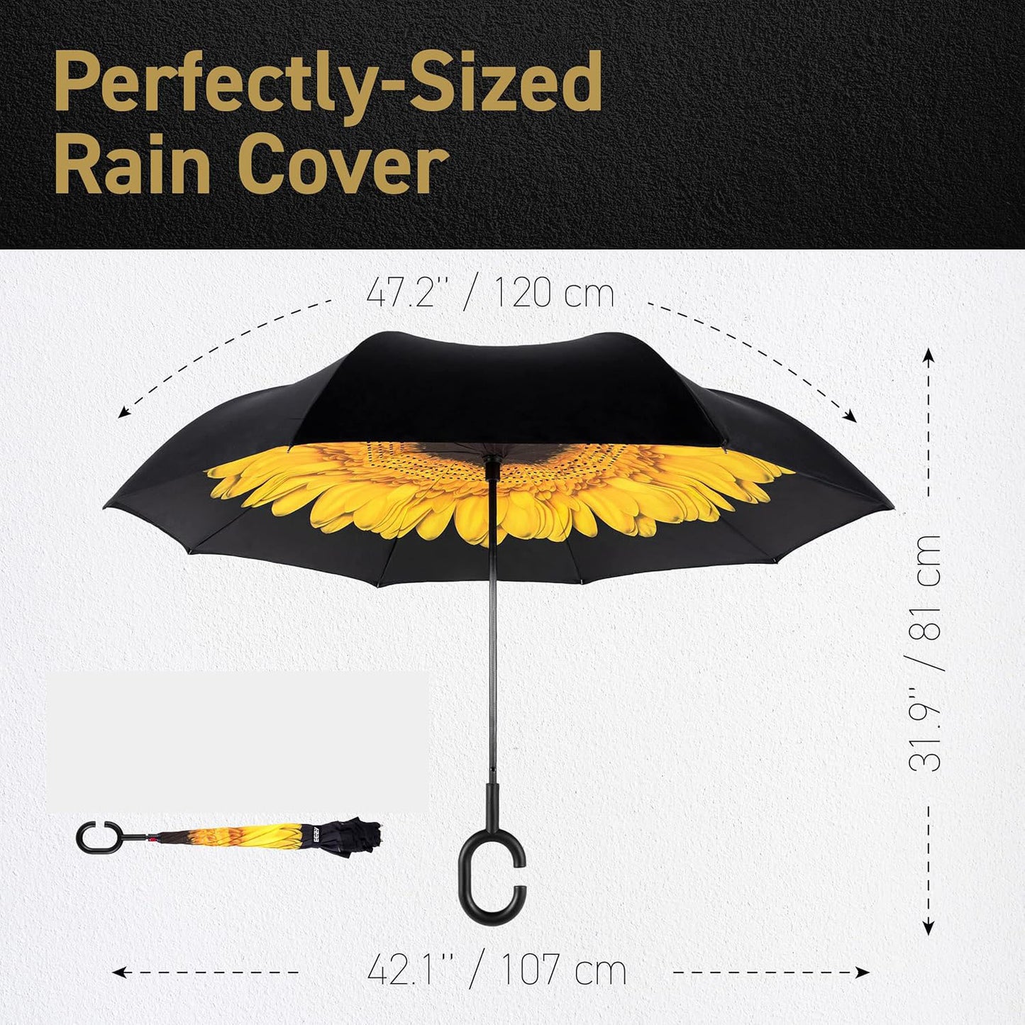 Damen Automatischer Regenschirm mit elegantem C-Griff Karnz